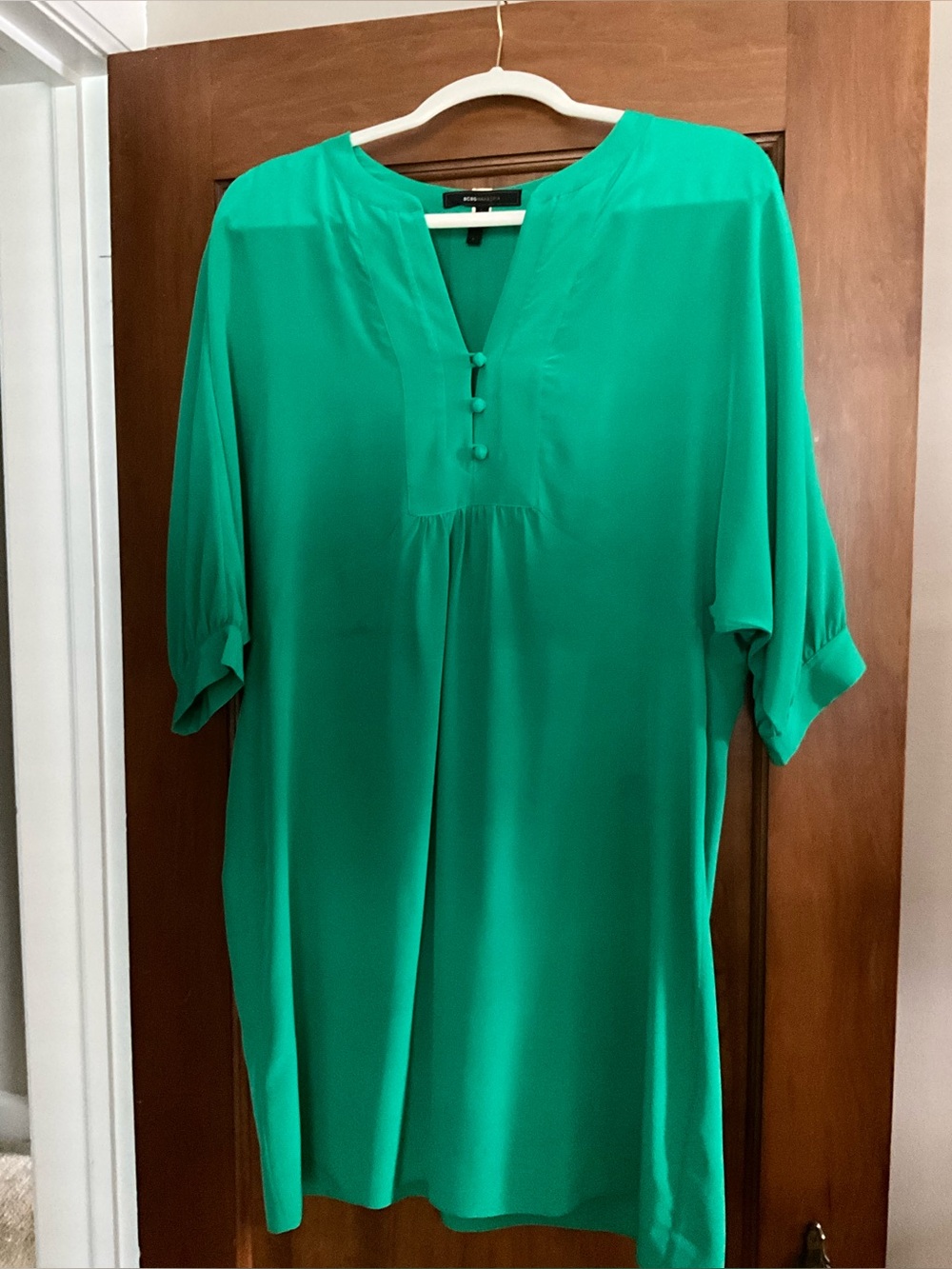 BCBGMaxAzria Emerald Green Split-Neck Tunic